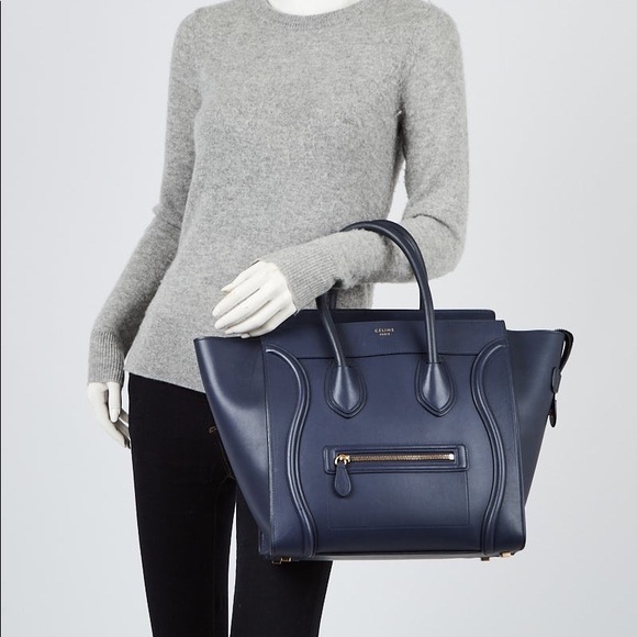 🌹SOLD🌹 CELINE Mini Luggage Tote Navy Blue Handbag 🌹SOLD🌹 - Picture 3 of 14